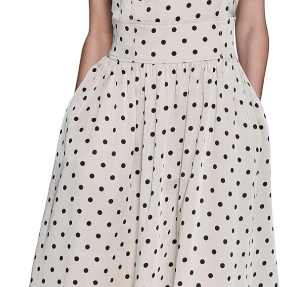 Women's Polka Dot Print Sleeveless Midi Dress